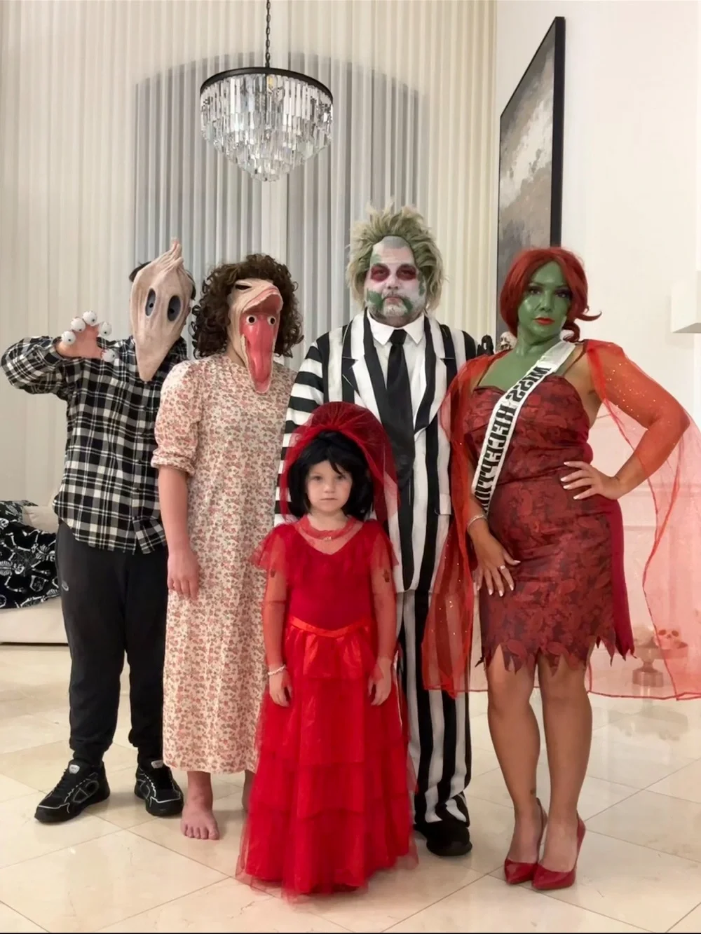 Spirit Beetlejuice Lydia Deetz Red Toddler Dress with Veil and wig included